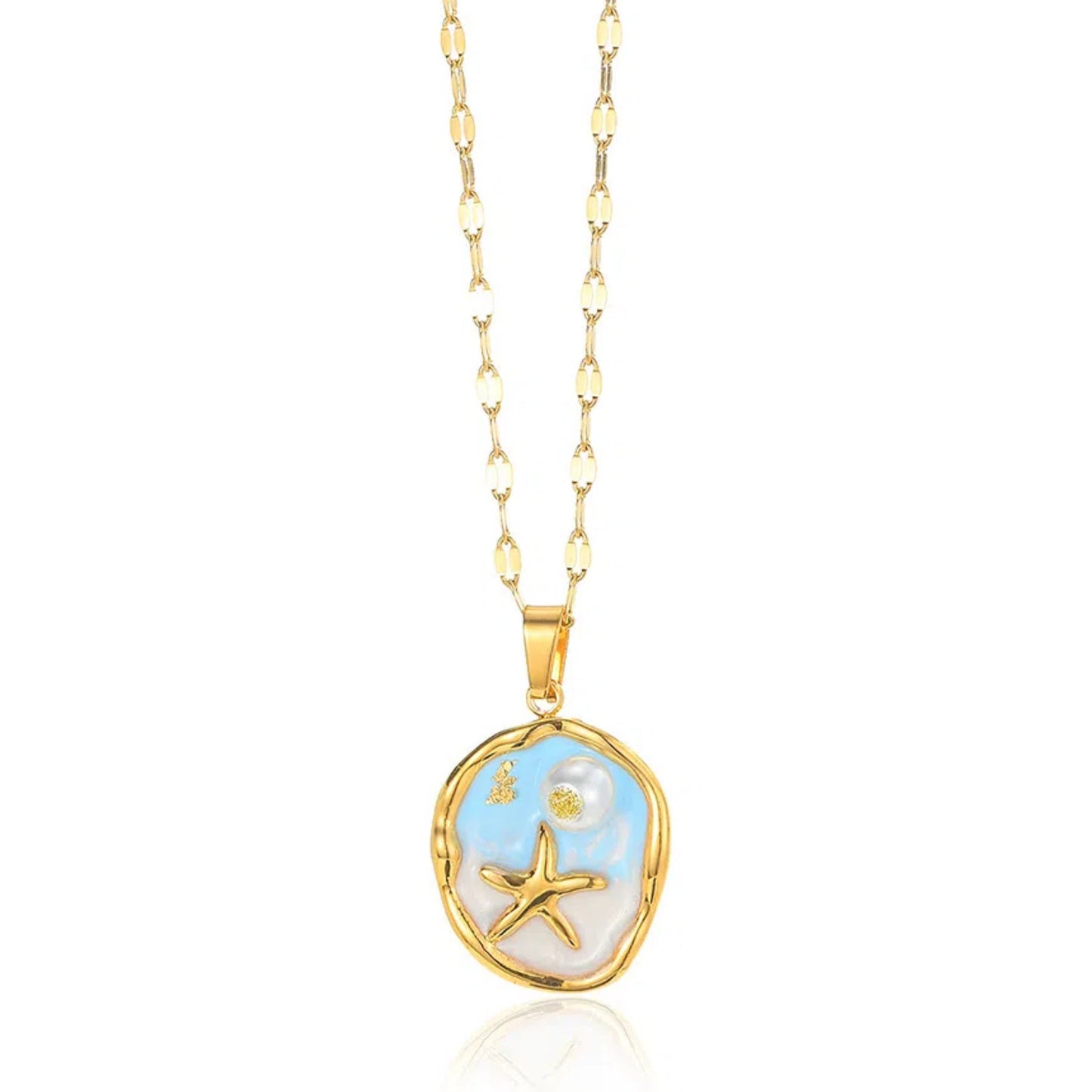 Oil Painting Stainless Steel Oil-spot Glaze Flowers Necklace