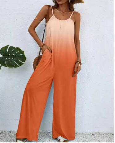 Women's Printed Suspender One-piece Trousers Loose