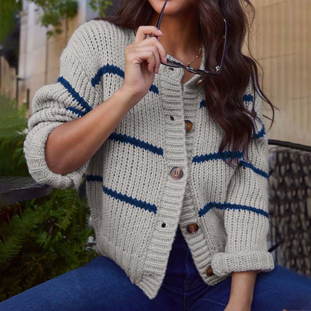 Cardigan ample en tricot à rayures