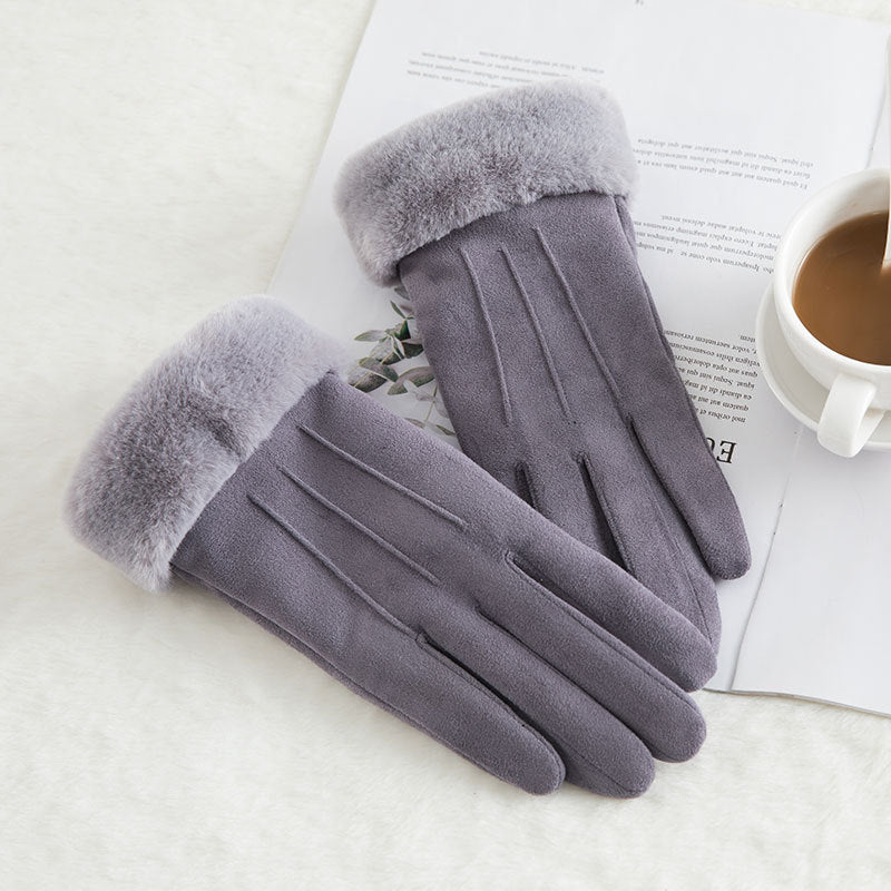 Gants chauds d'hiver en daim et laine