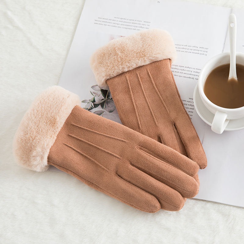 Gants chauds d'hiver en daim et laine