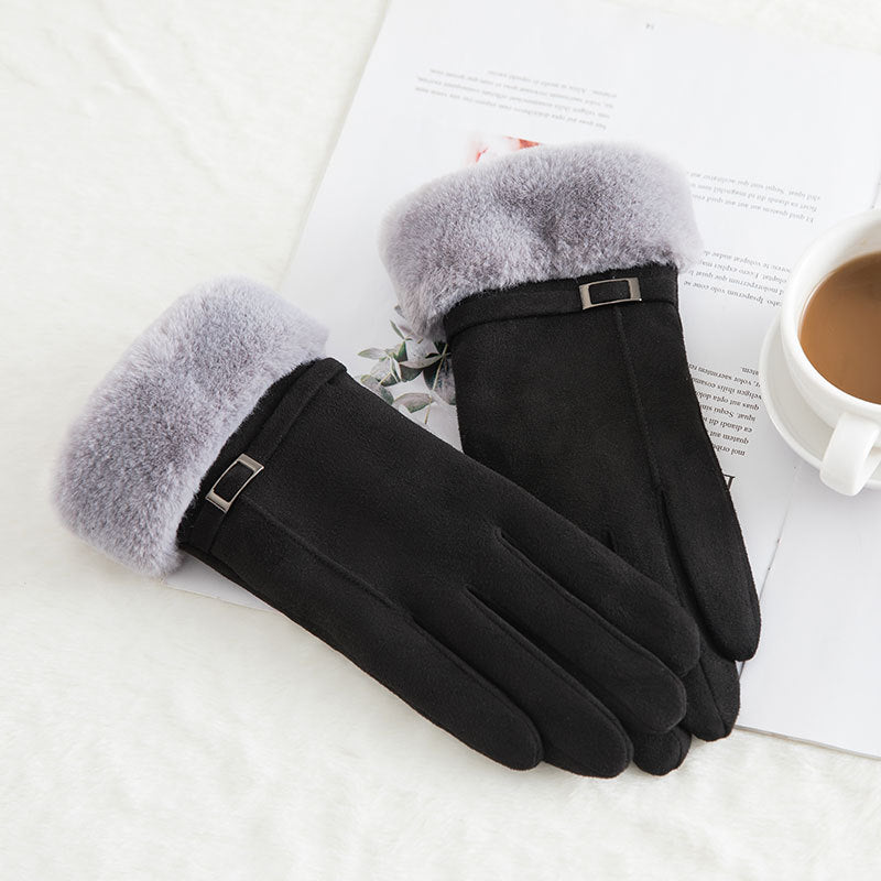 Gants chauds d'hiver en daim et laine