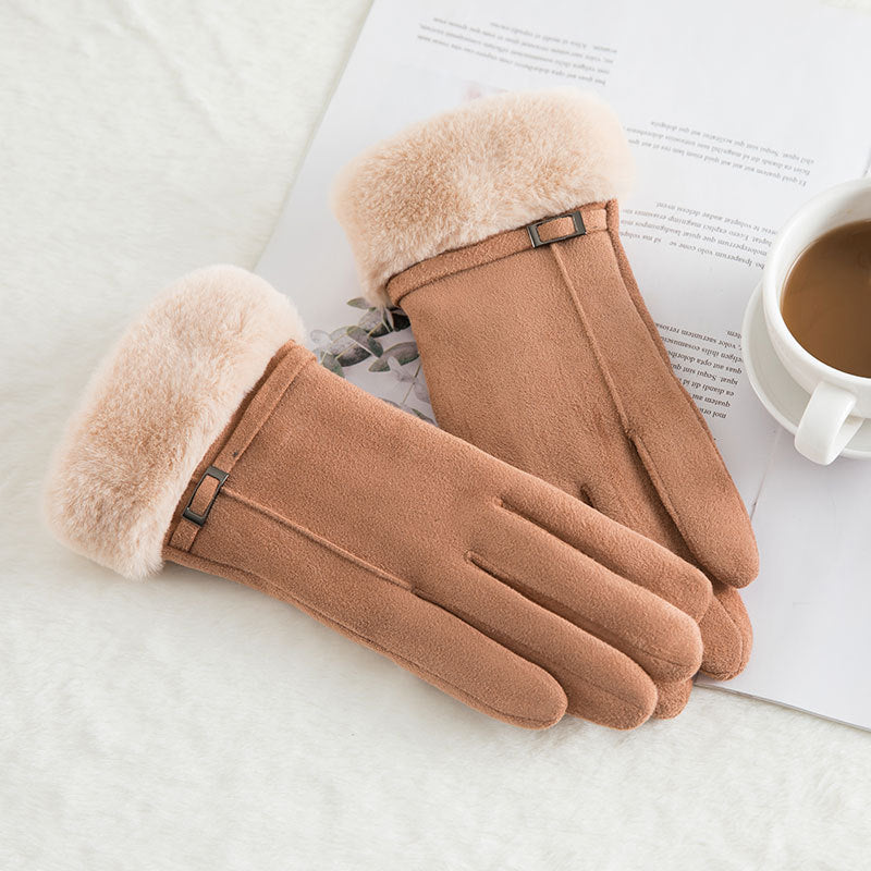 Gants chauds d'hiver en daim et laine