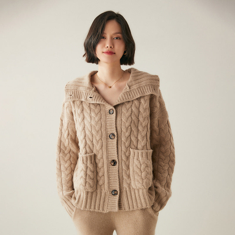 Cardigan en cachemire à col roulé