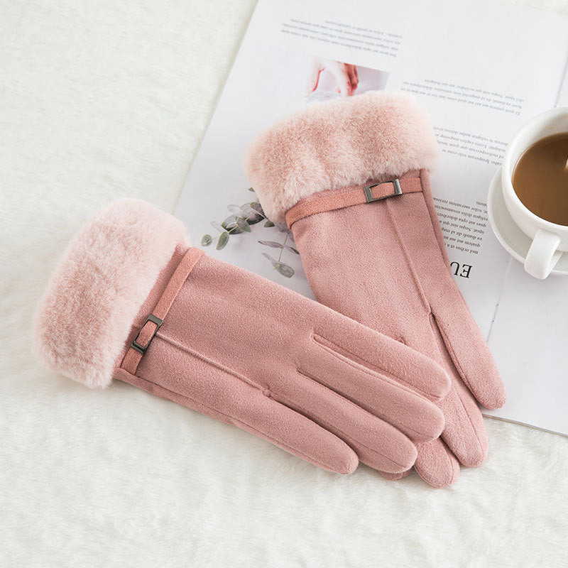 Gants chauds d'hiver en daim et laine