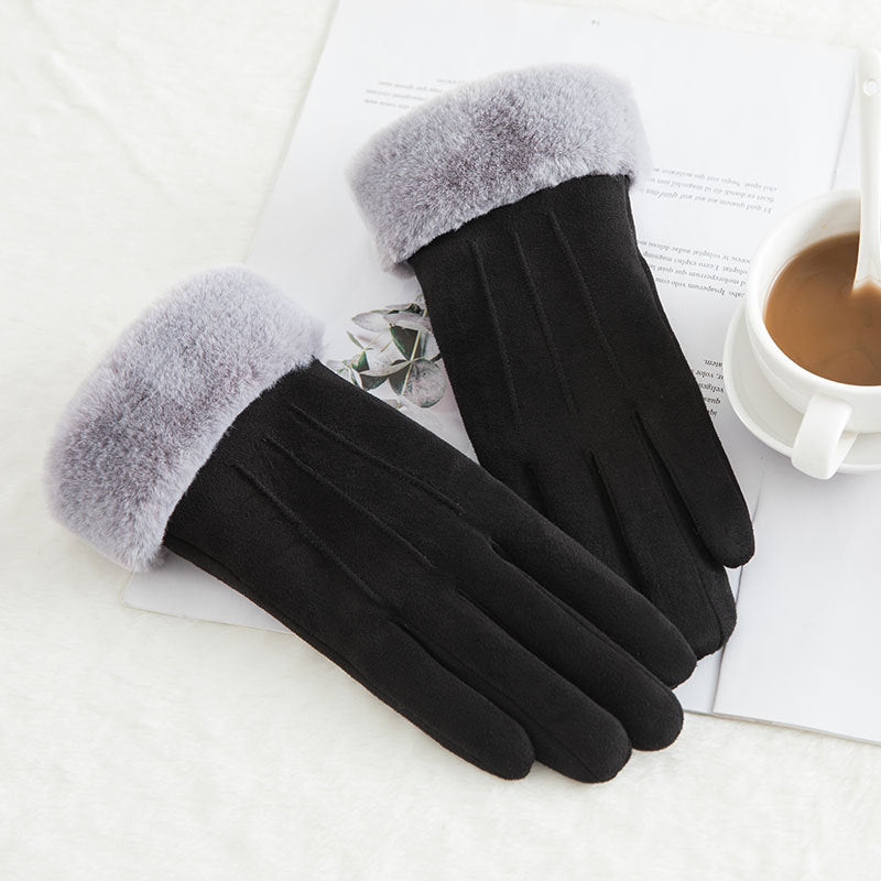 Gants chauds d'hiver en daim et laine