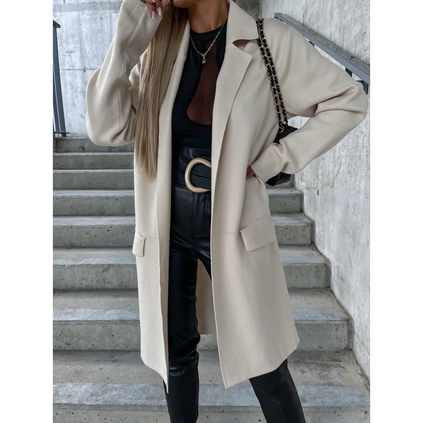 Manteau ample en laine fine