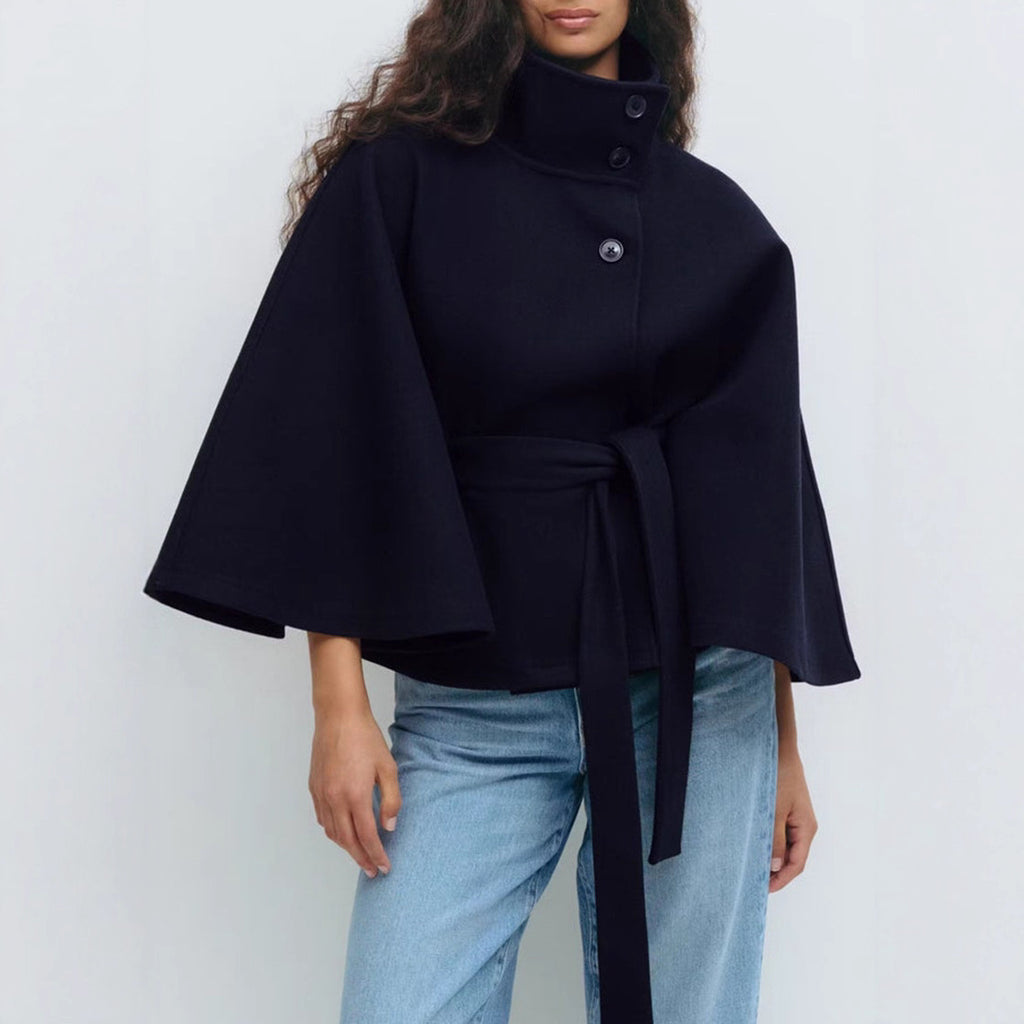 Manteau d'hiver à col montant avec manches chauve-souris