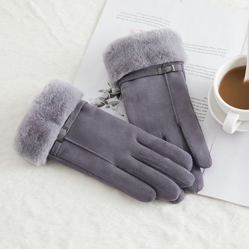 Gants chauds d'hiver en daim et laine
