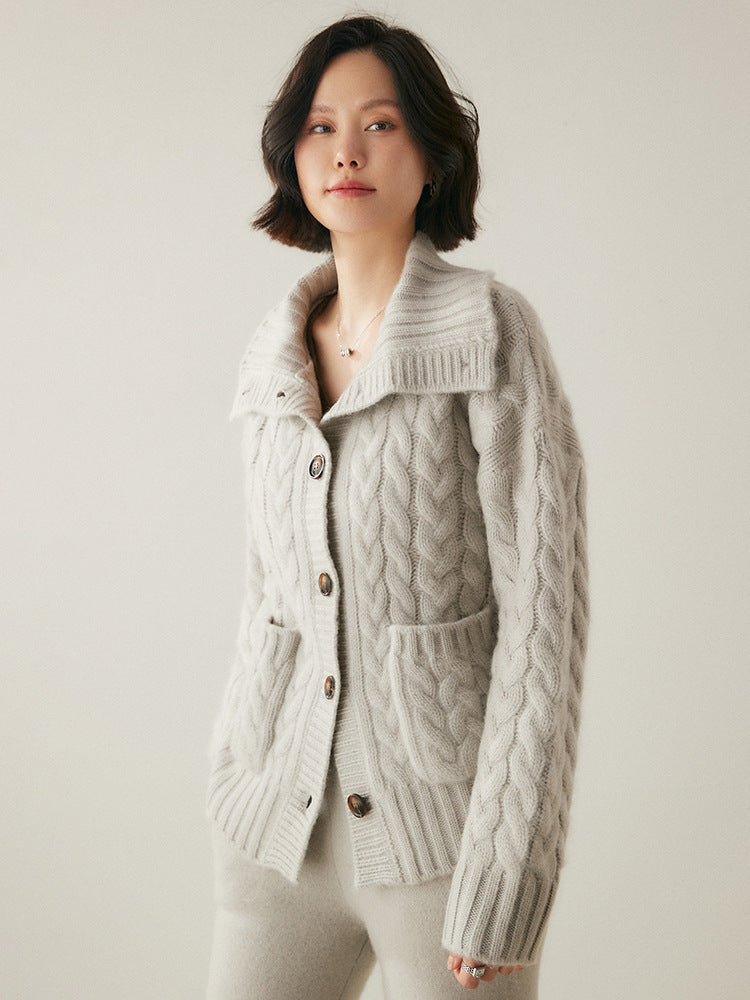Cardigan en cachemire à col roulé