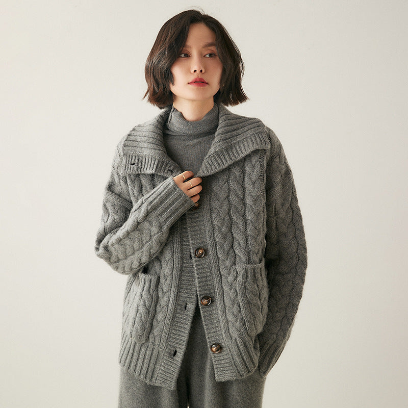Cardigan en cachemire à col roulé