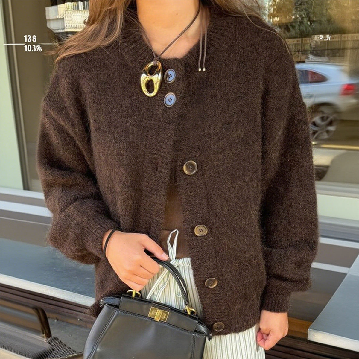 Cardigan décontracté à manches longues et boutons