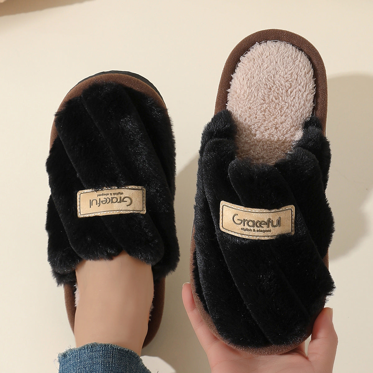 Chaussons d'intérieur antidérapants en coton