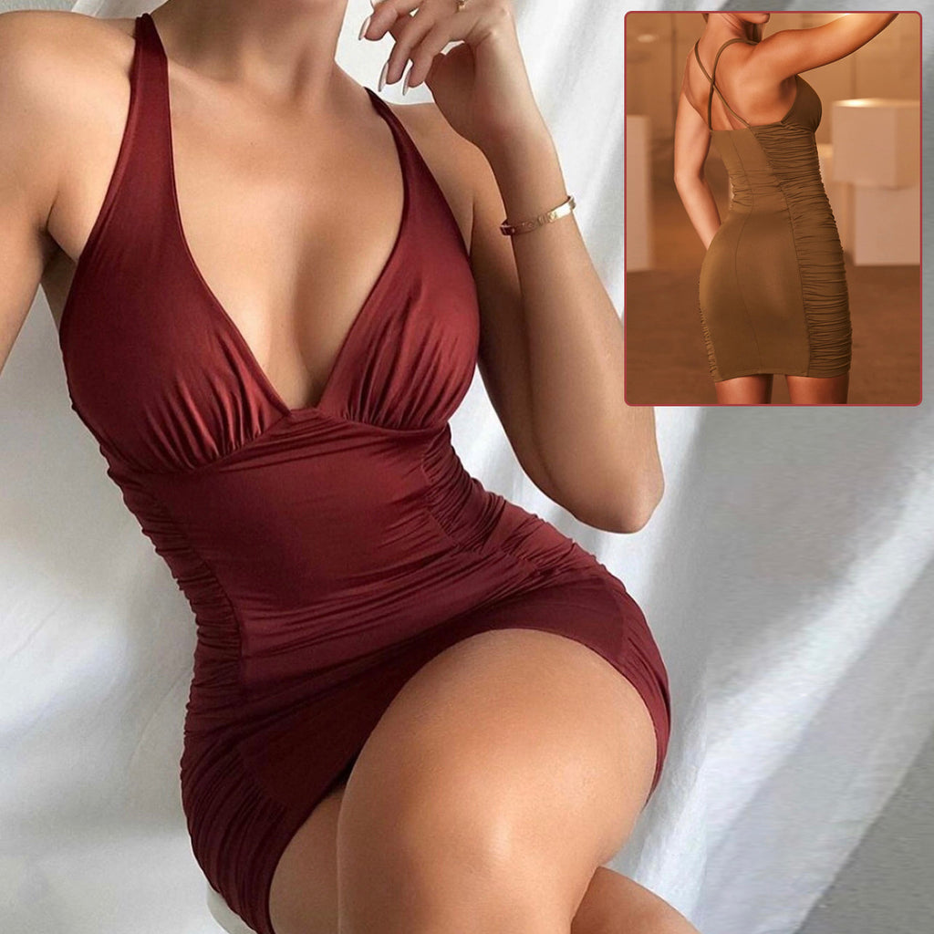 Robe à bretelles et décolleté en V profond