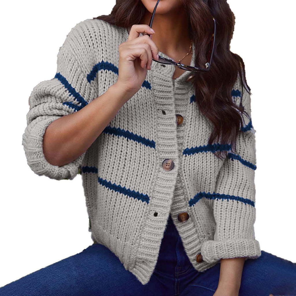 Cardigan ample en tricot à rayures
