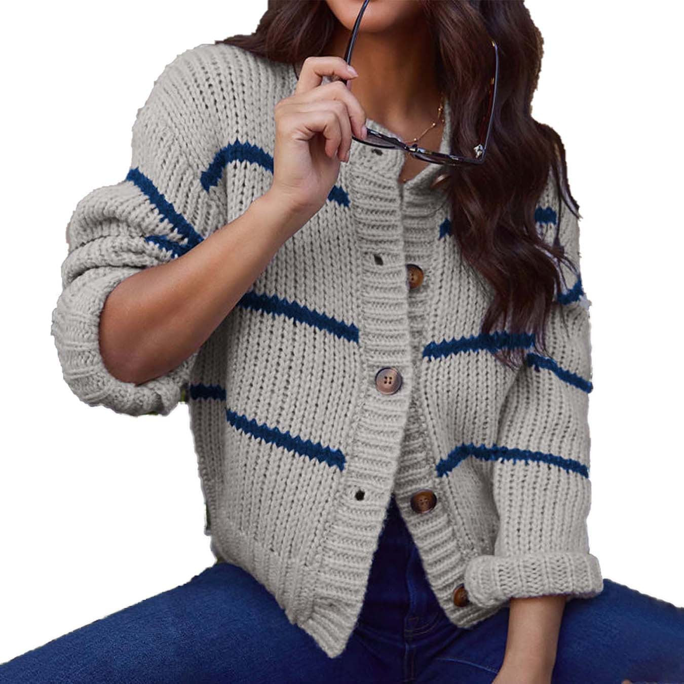 Cardigan ample en tricot à rayures