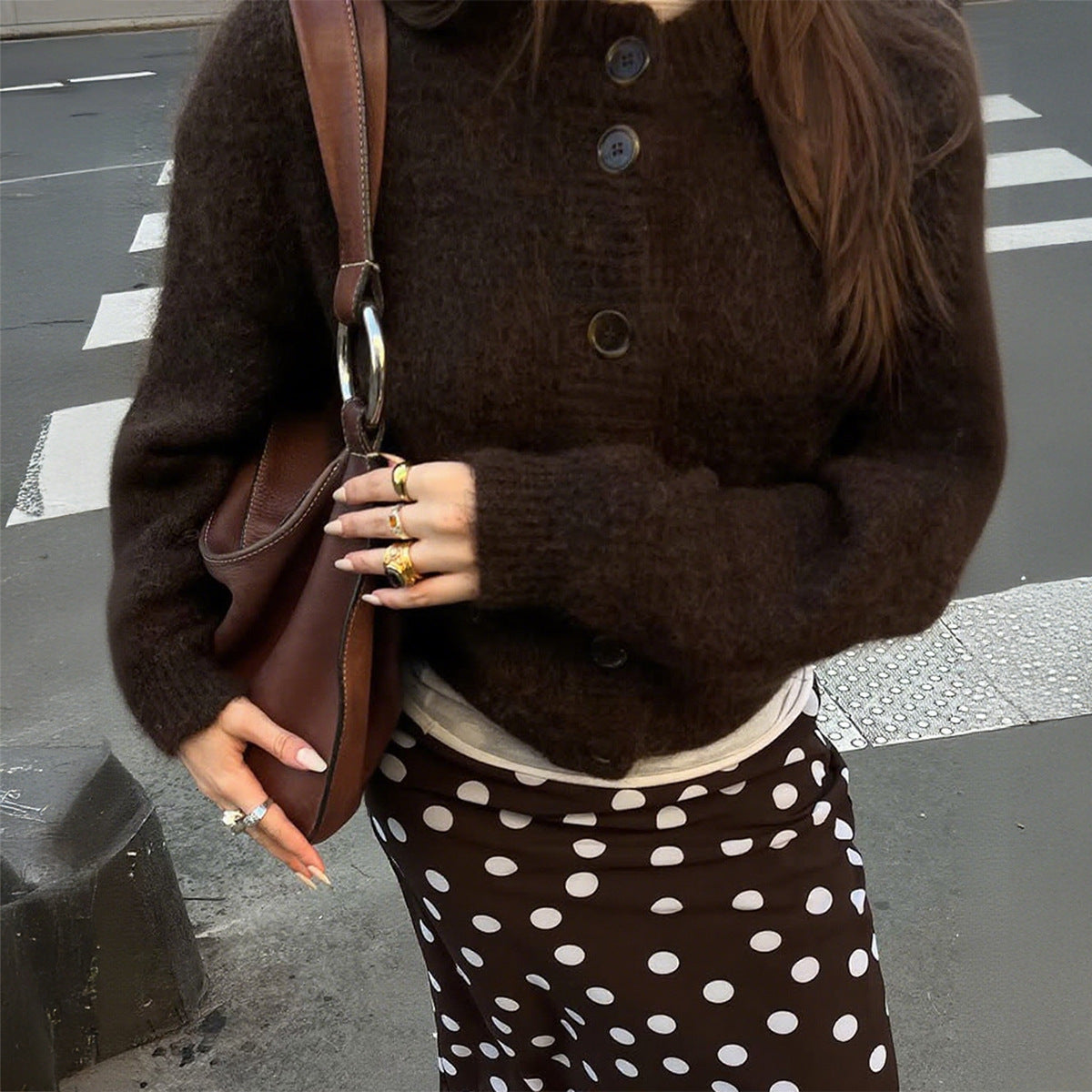 Cardigan décontracté à manches longues et boutons