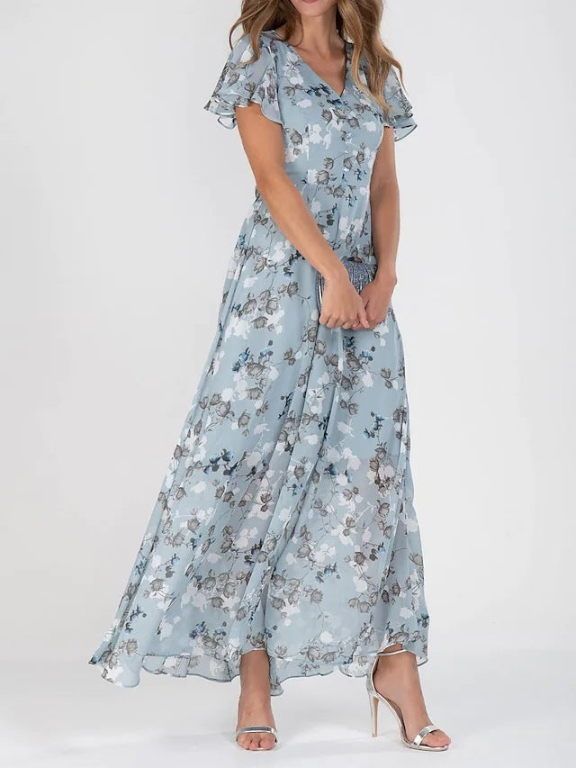 Robe à manches courtes à imprimé floral
