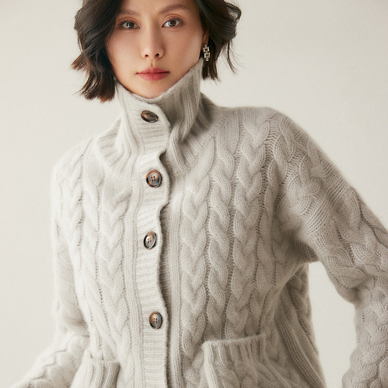 Cardigan en cachemire à col roulé