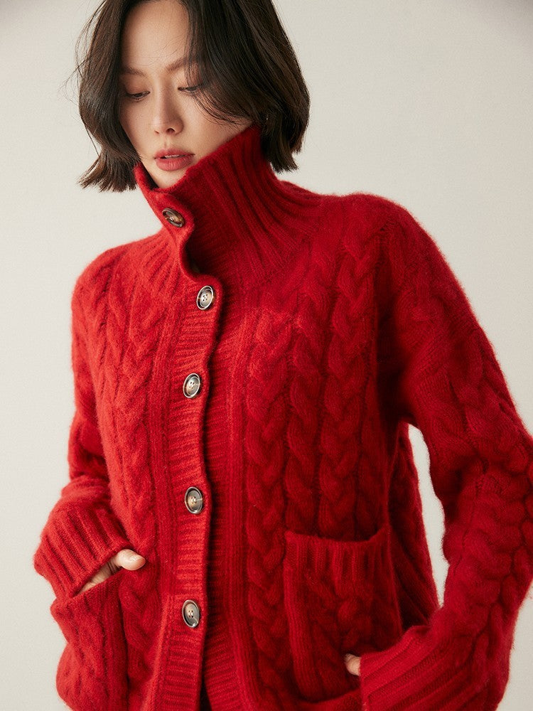 Cardigan en cachemire à col roulé
