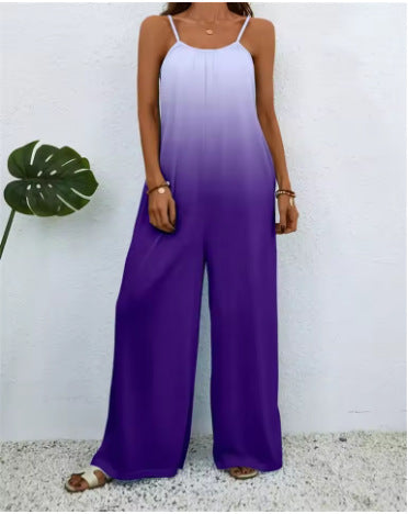 Women's Printed Suspender One-piece Trousers Loose