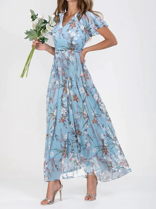 Robe à manches courtes à imprimé floral