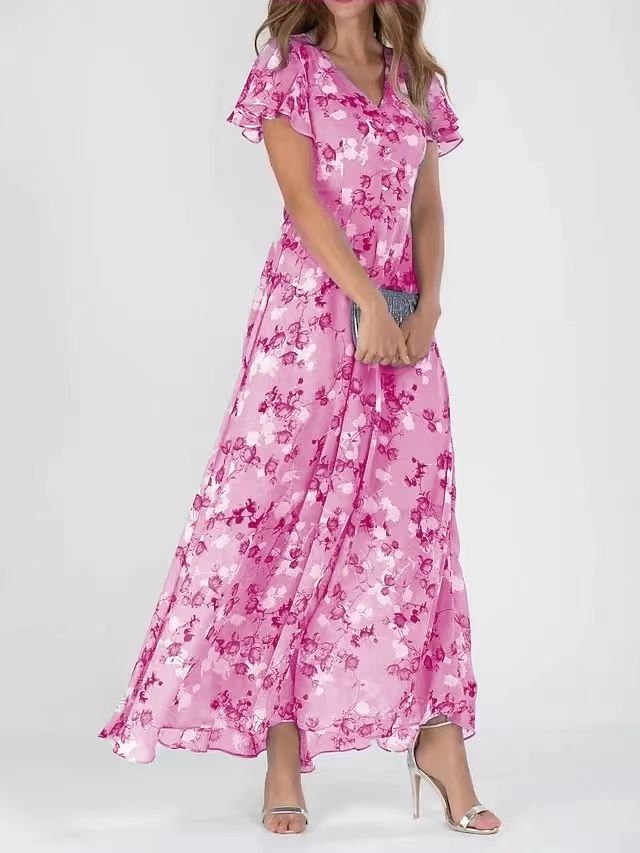 Robe à manches courtes à imprimé floral