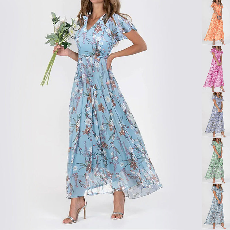 Robe à manches courtes à imprimé floral
