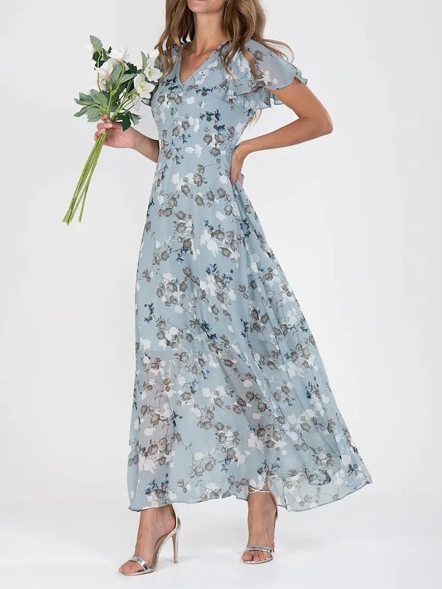 Robe à manches courtes à imprimé floral