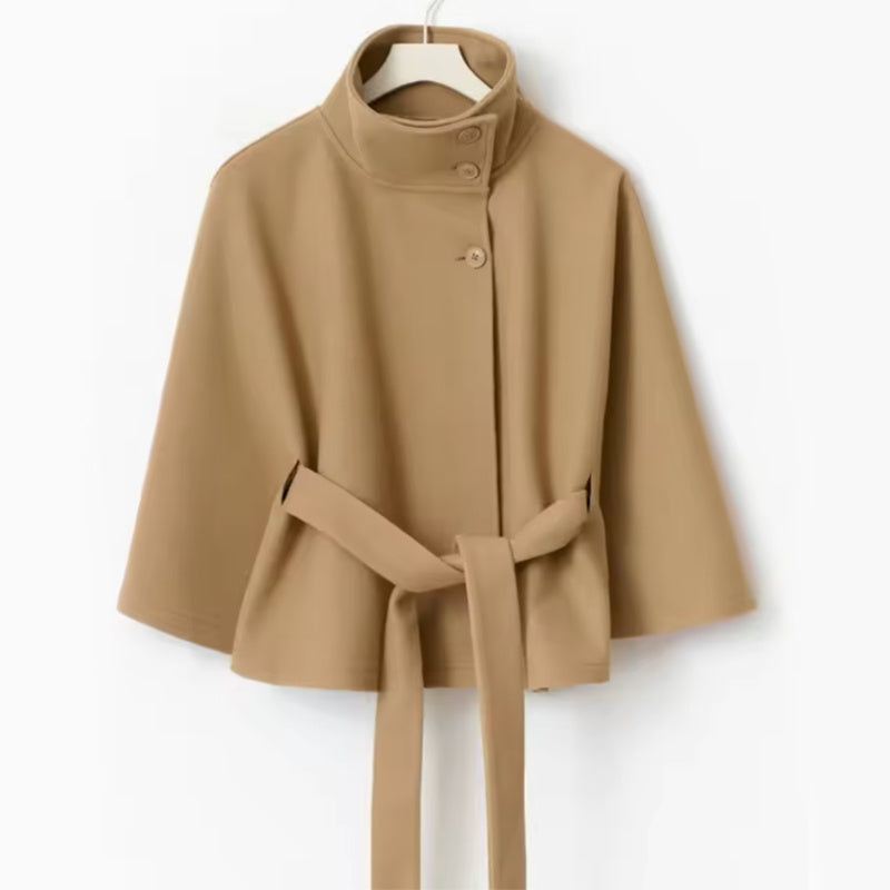 Manteau d'hiver à col montant avec manches chauve-souris