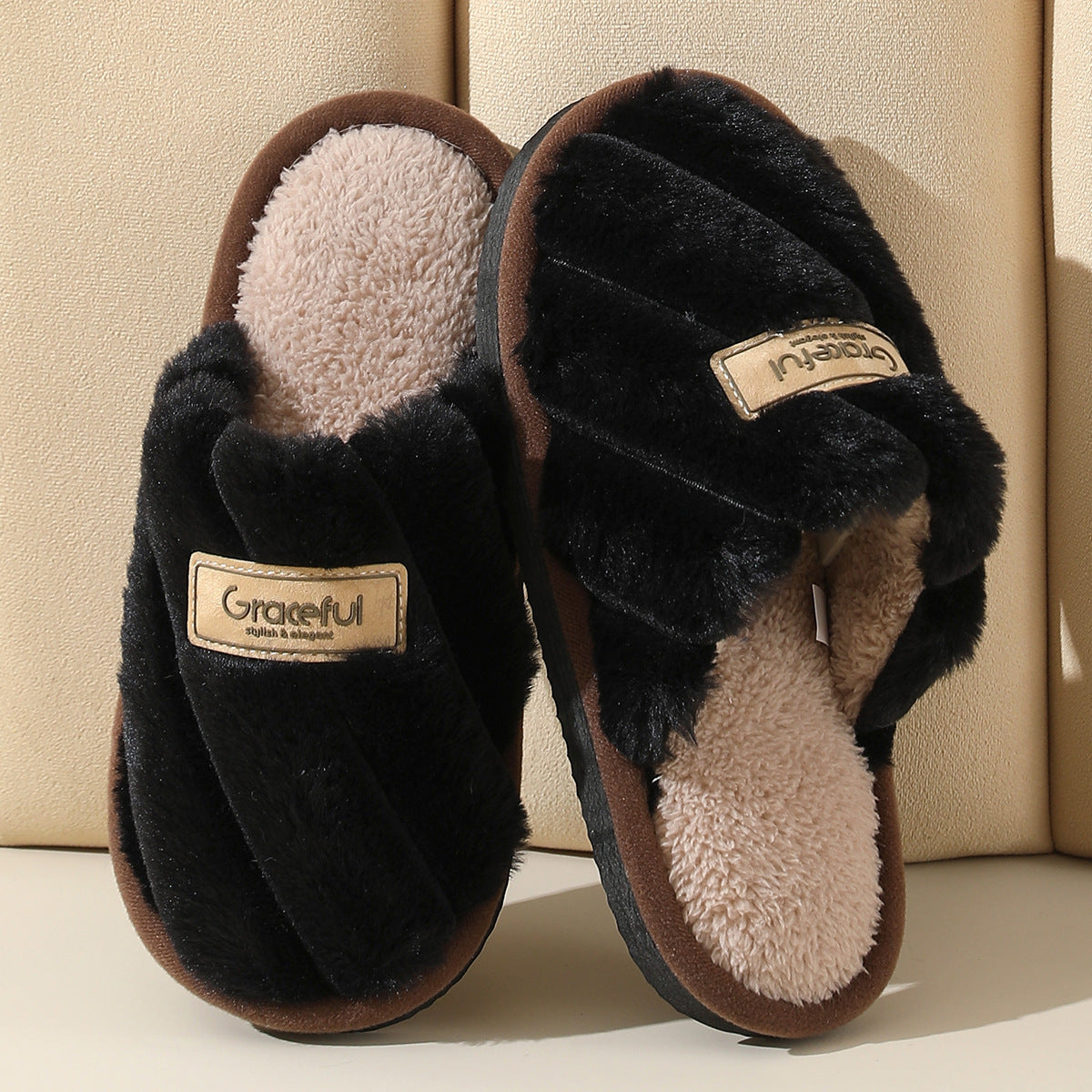 Chaussons d'intérieur antidérapants en coton