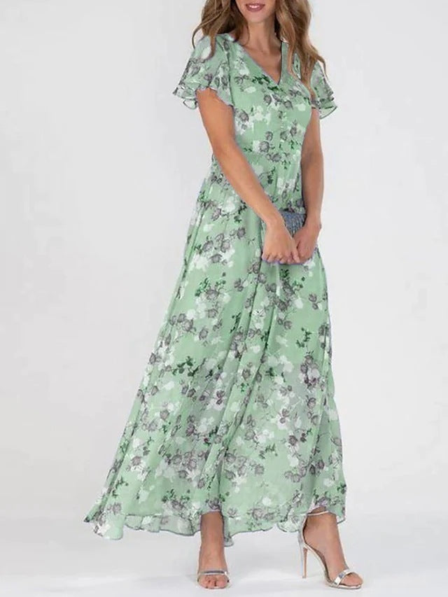 Robe à manches courtes à imprimé floral
