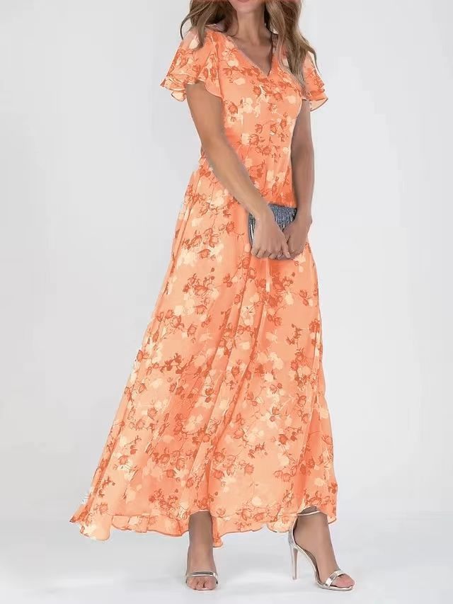 Robe à manches courtes à imprimé floral