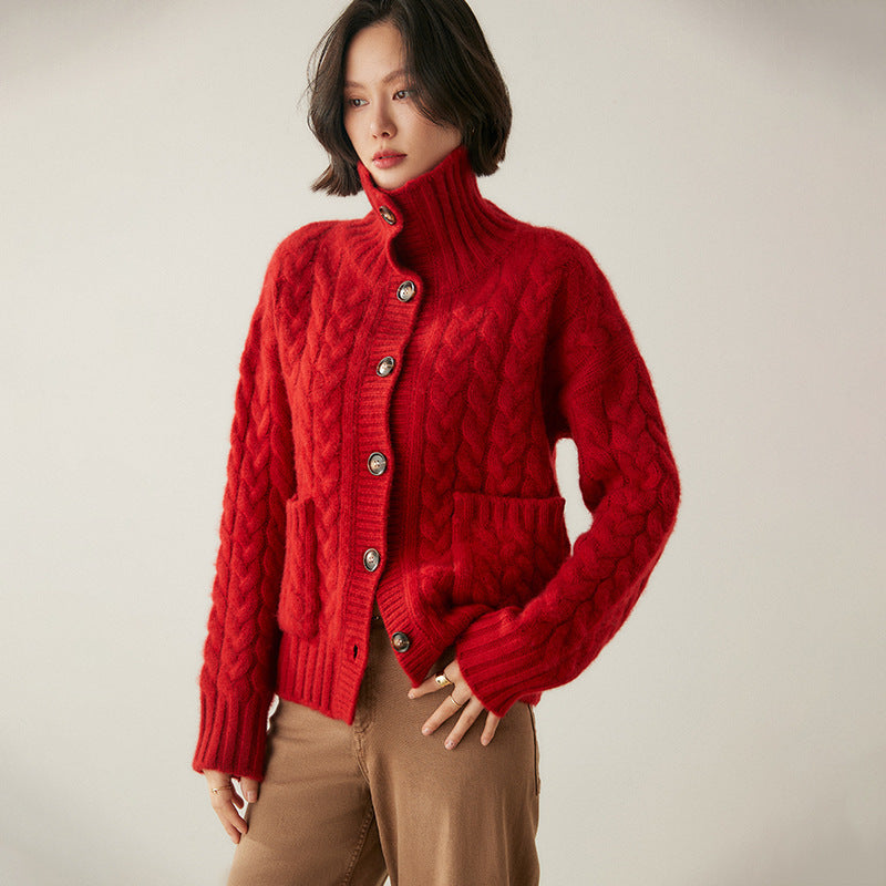 Cardigan en cachemire à col roulé