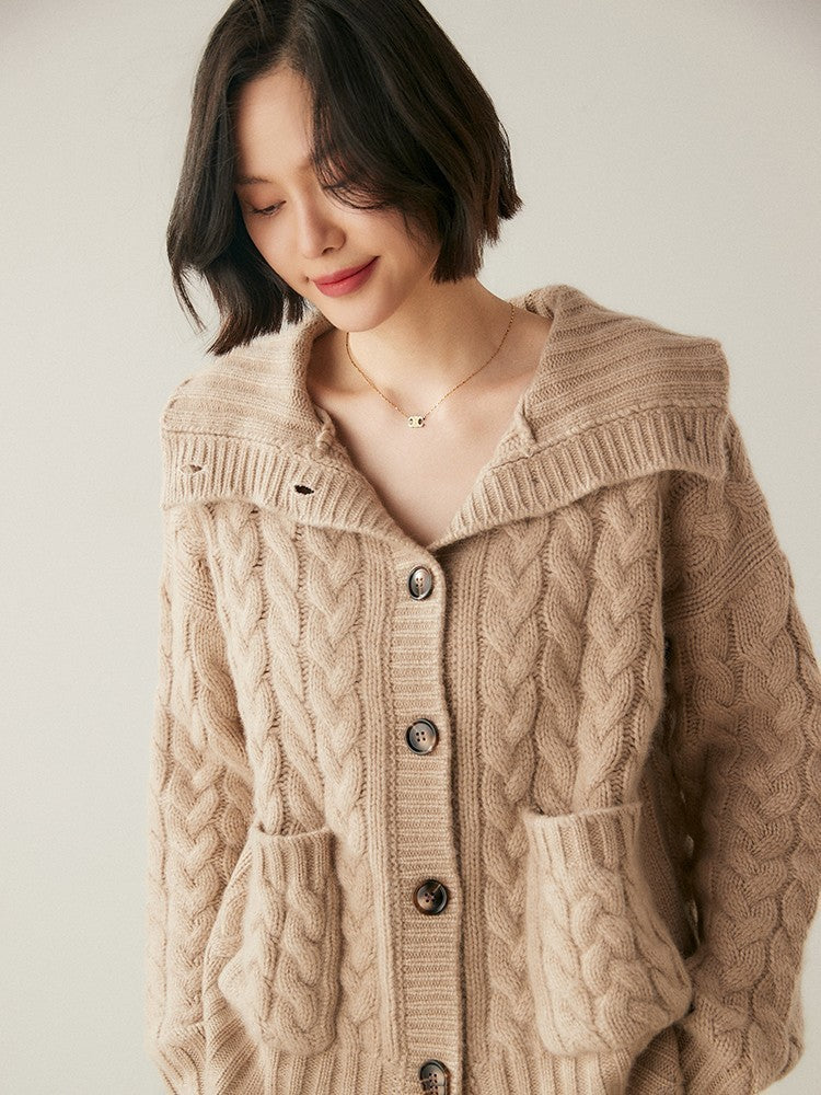 Cardigan en cachemire à col roulé