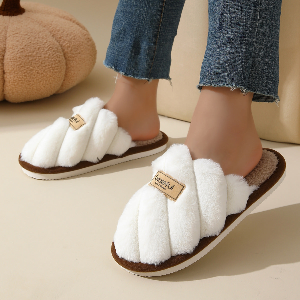 Chaussons d'intérieur antidérapants en coton