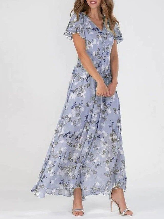 Robe à manches courtes à imprimé floral
