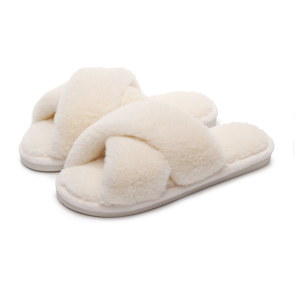 Chaussons en laine tissée croisée